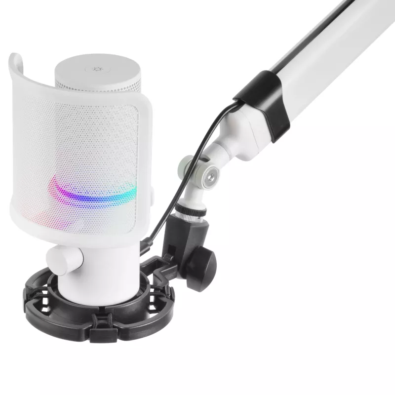Mars Gaming MMIC-XT, Microfone de Estúdio Profissional de Alta Definição 192 kHz 24 Bit, Braço Omnidirecional, Suporte Anti-Choque, Filtro Pop em Malha Metálica, Branco
