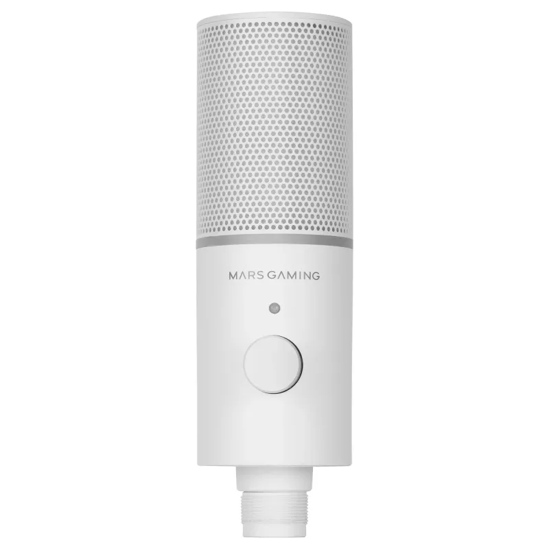 Mars Gaming MMIC-XT, Microfone de Estúdio Profissional de Alta Definição 192 kHz 24 Bit, Braço Omnidirecional, Suporte Anti-Choque, Filtro Pop em Malha Metálica, Branco