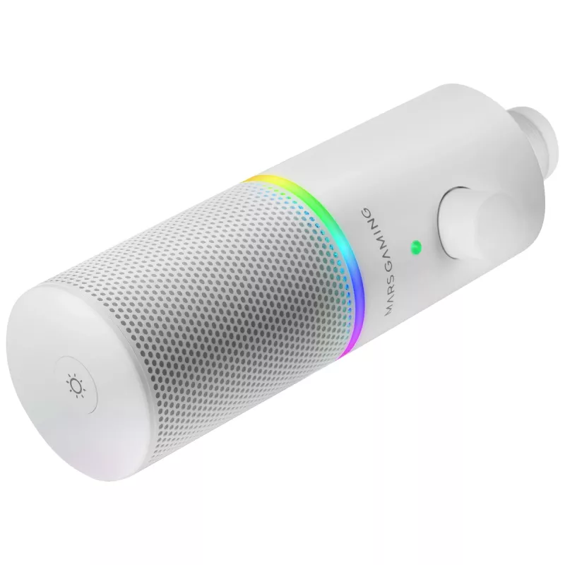 Mars Gaming MMIC-XT, Microfone de Estúdio Profissional de Alta Definição 192 kHz 24 Bit, Braço Omnidirecional, Suporte Anti-Choque, Filtro Pop em Malha Metálica, Branco