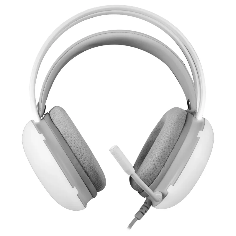 Mars Gaming MH-GLOW Headset Branco 360° Full Chroma RGB Flow Microfone com Cancelamento de Ruído Design Ultraleve Almofadas em Espuma com Memória Compatibilidade Universal