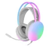 Mars Gaming MH-GLOW Headset Branco 360° Full Chroma RGB Flow Microfone com Cancelamento de Ruído Design Ultraleve Almofadas em Espuma com Memória Compatibilidade Universal