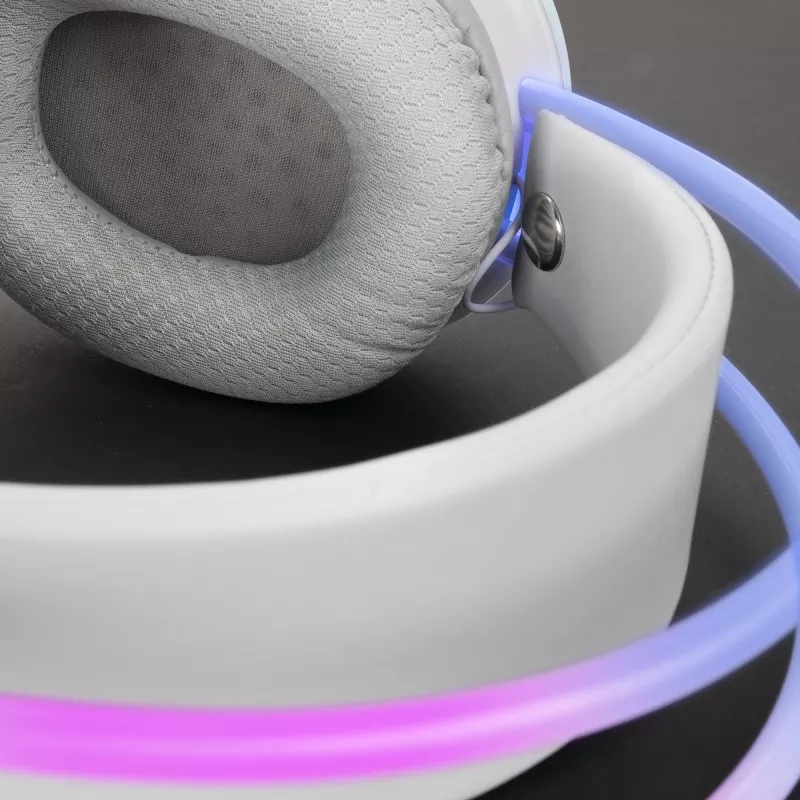 Mars Gaming MH-GLOW Headset Branco 360° Full Chroma RGB Flow Microfone com Cancelamento de Ruído Design Ultraleve Almofadas em Espuma com Memória Compatibilidade Universal