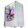 Mars Gaming MC-F White, Semitorre Gaming ATX, Janela de Vidro Temperado, Frente em Malha Metálica, 4 Ventoinhas ARGB de 120 mm