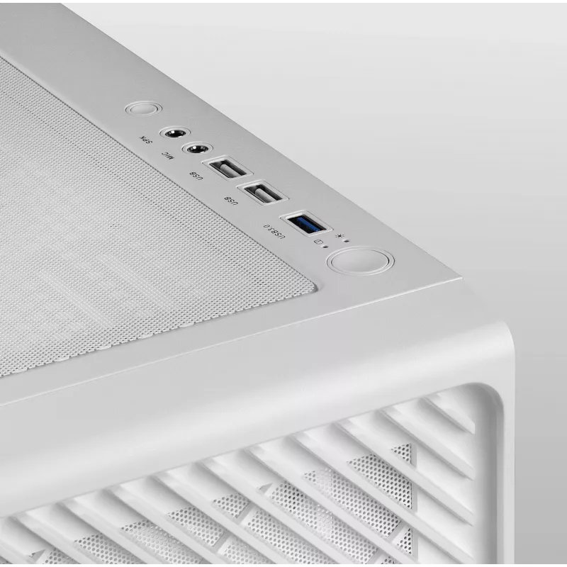 Mars Gaming MC-F White, Semitorre Gaming ATX, Janela de Vidro Temperado, Frente em Malha Metálica, 4 Ventoinhas ARGB de 120 mm