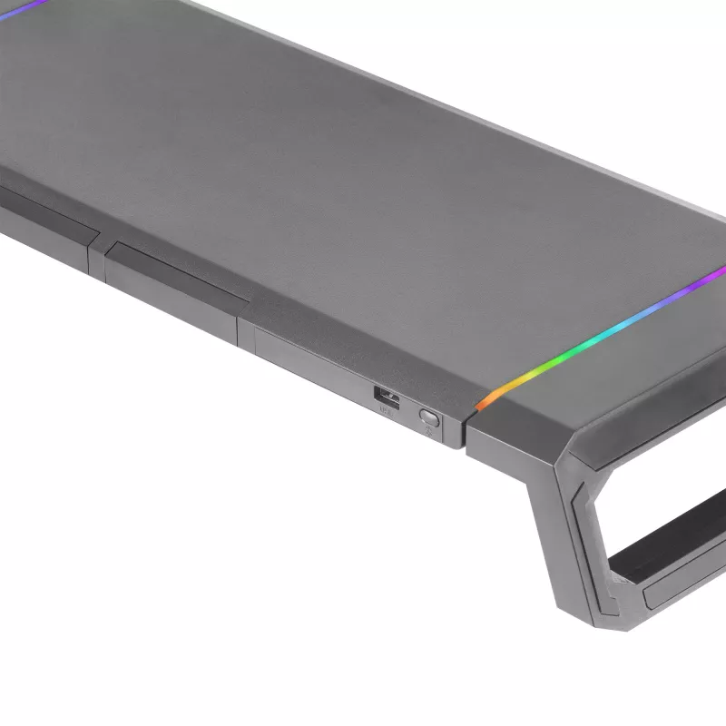 Mars Gaming MGS-ONE Suporte para Monitor Chroma RGB Preto Tamanho Ajustável Suporte para Smartphone e Tablet USB 2.0 Frontal