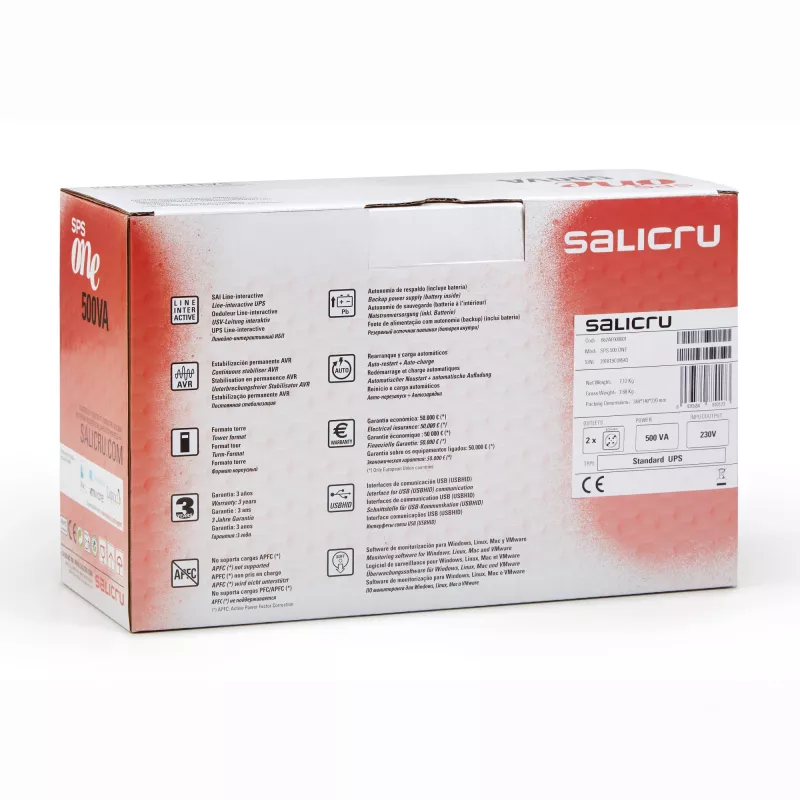Salicru SPS 700 ONE, line-interactive, 0,7 kVA, 360 W, sinusoidal, 162 V, 290 V