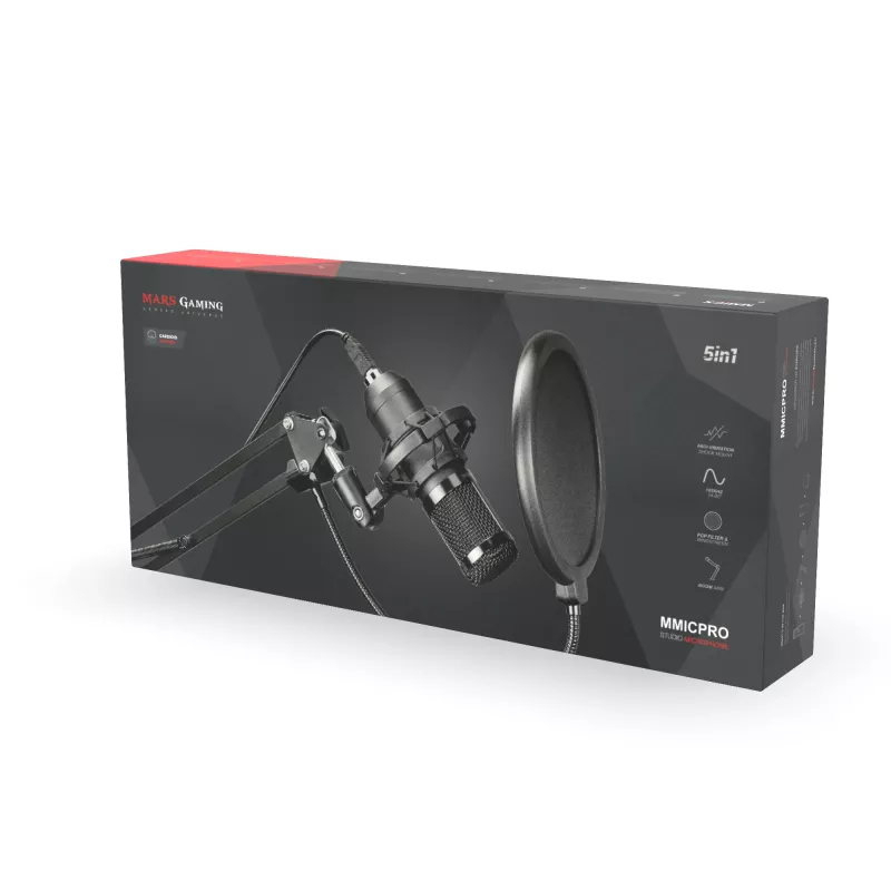 Microfone de ultra-alta definição Mars Gaming para streaming preto