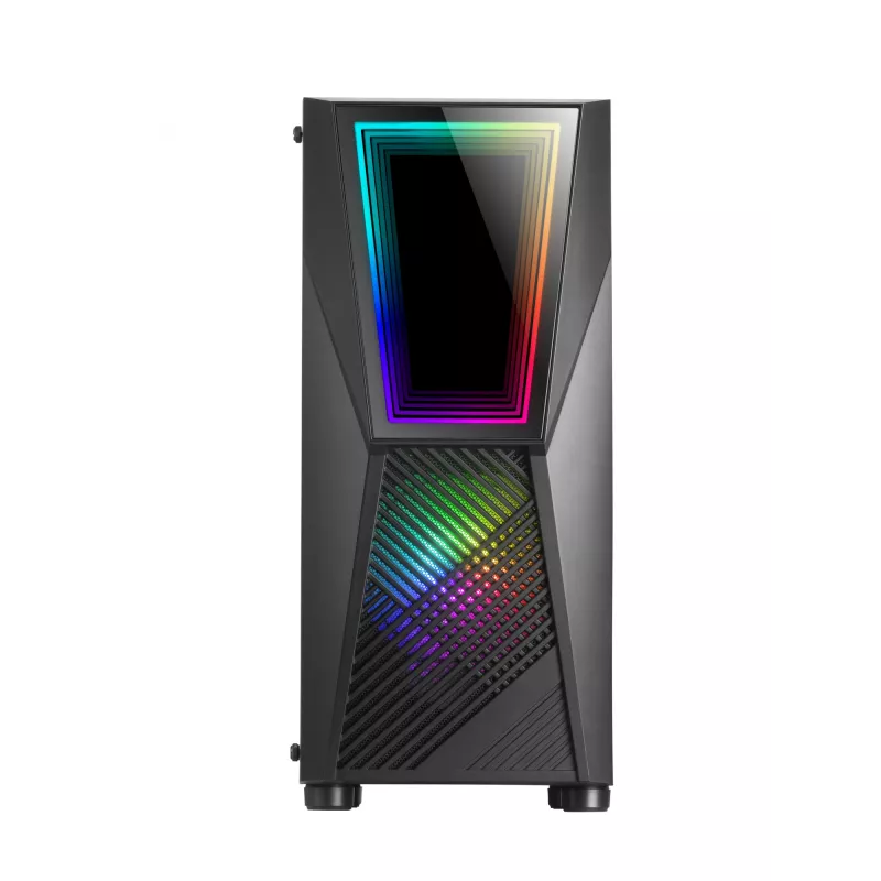 Caixa de computador Mars Gaming MC777, ATX, iluminação ARGB, preto, PC, preto, ATX, micro ATX, Mini-ITX, azul, verde, vermelho, 15,8 cm, 31,8 cm