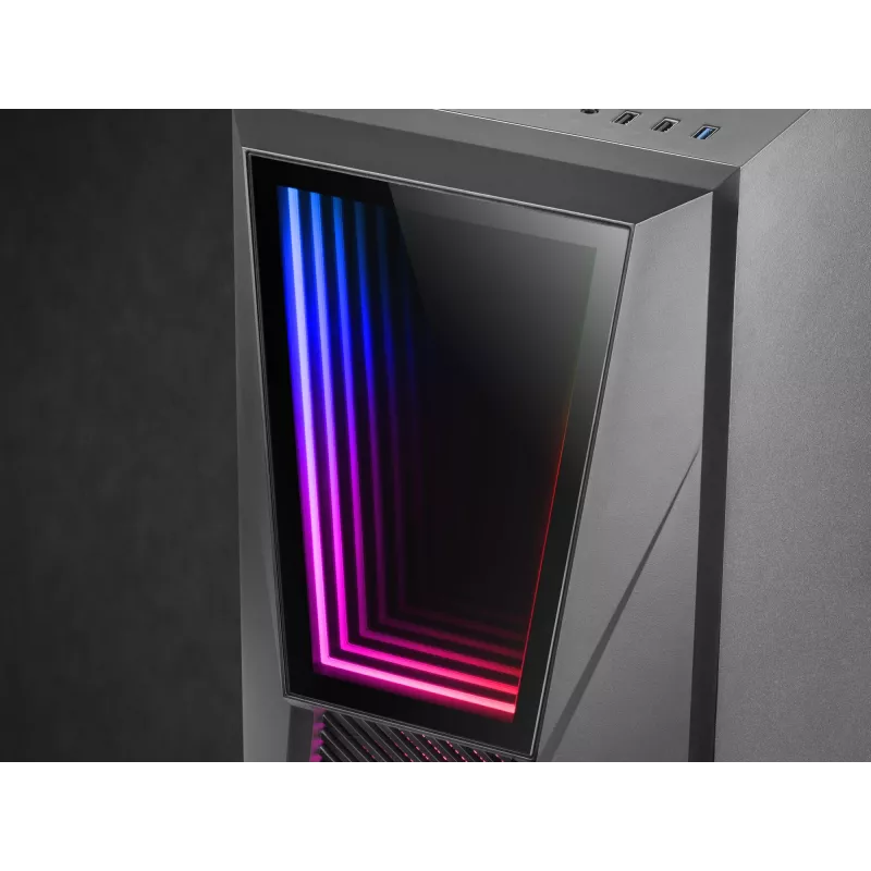Caixa de computador Mars Gaming MC777, ATX, iluminação ARGB, preto, PC, preto, ATX, micro ATX, Mini-ITX, azul, verde, vermelho, 15,8 cm, 31,8 cm
