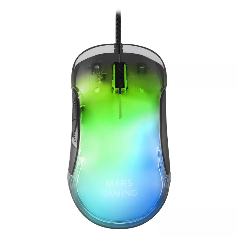 Rato gaming Mars Gaming MMGLOW RGB Chroma-Glow com acabamento espelhado 12800 DPI preto