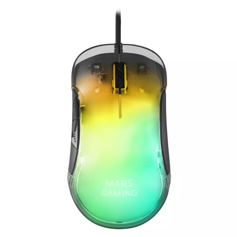 Rato gaming Mars Gaming MMGLOW RGB Chroma-Glow com acabamento espelhado 12800 DPI preto