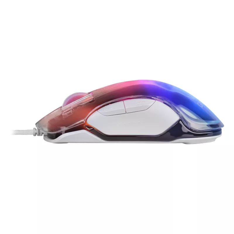 Rato gaming Mars Gaming MMGLOW Chroma-Glow RGB com acabamento espelhado ultraleve 12800 DPI branco