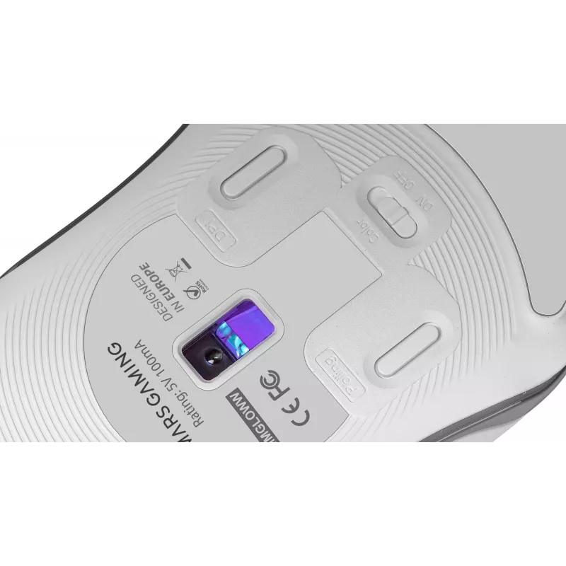Rato gaming Mars Gaming MMGLOW Chroma-Glow RGB com acabamento espelhado ultraleve 12800 DPI branco
