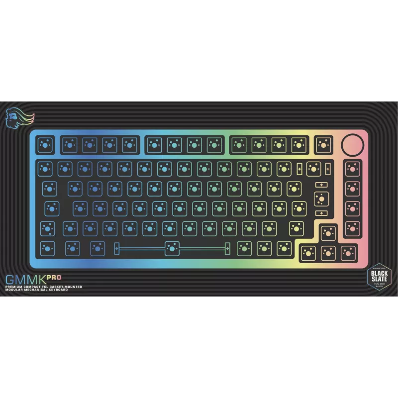 Barebone de teclado GLORIOUS GMMK Pro — caixa de alumínio 75%, preto, 332×135×32 mm, 1,5 kg