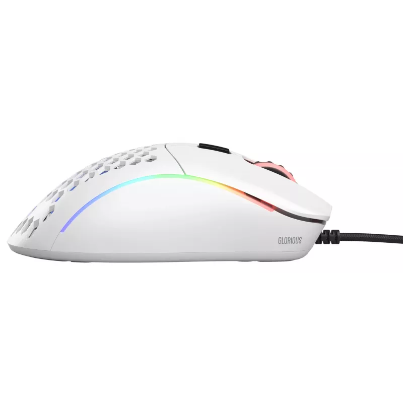 Rato Glorious Gaming Glorious Model D Minus - branco mate, para destros, ótico, USB Type-A, 3200 DPI, 1 ms, branco