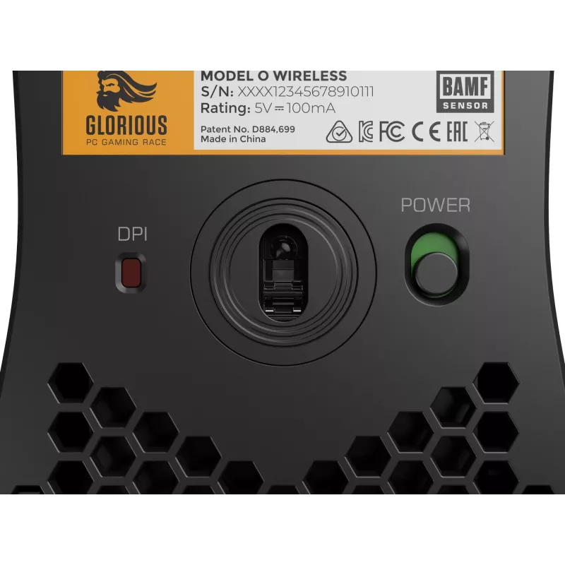 Rato Glorious Gaming Glorious Model O Wireless - preto mate, para destros, ótico, RF sem fios, 19000 DPI, 1 ms, preto