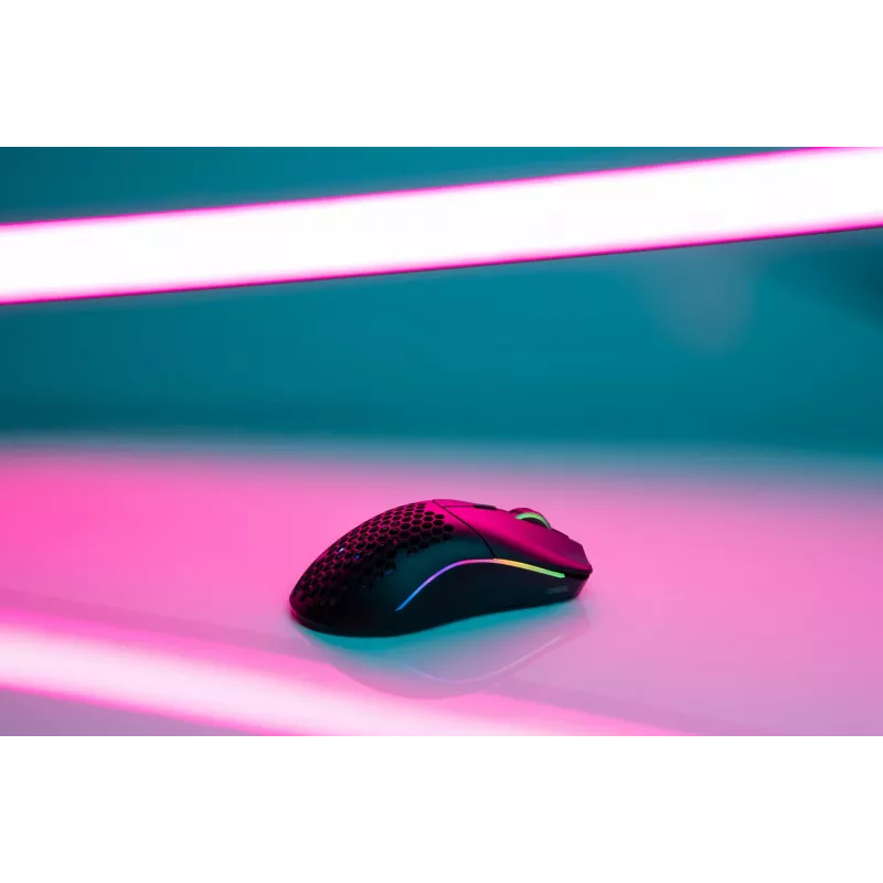 Rato Glorious Gaming Glorious Model O Wireless - preto mate, para destros, ótico, RF sem fios, 19000 DPI, 1 ms, preto