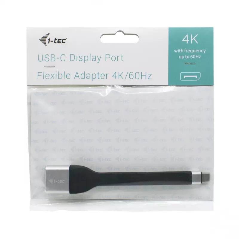 Adaptador ITEC USB-C para DisplayPort i-tec USB-C adaptador DP plano 4K/60 Hz, cabo de 0,11 m, preto