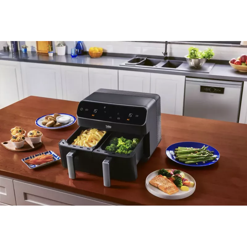 Fritadeira de ar quente Beko FRL5388B ExpertFry, 8,5 L, 2400 W, preto, controlo tátil