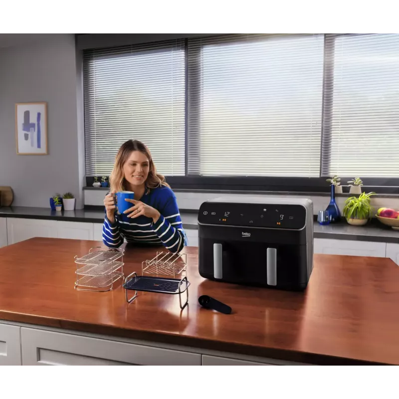 Fritadeira de ar quente Beko FRL5388B ExpertFry, 8,5 L, 2400 W, preto, controlo tátil