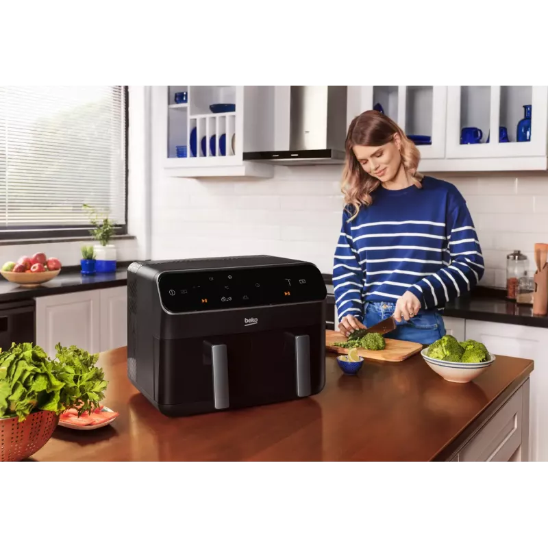 Fritadeira de ar quente Beko FRL5388B ExpertFry, 8,5 L, 2400 W, preto, controlo tátil