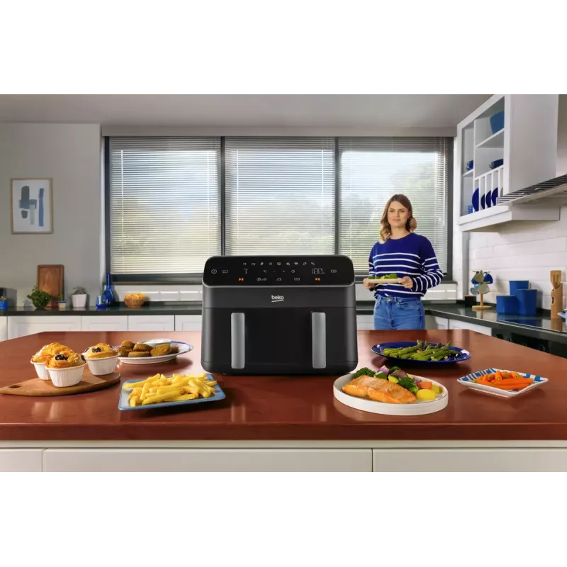 Fritadeira de ar quente Beko FRL5388B ExpertFry, 8,5 L, 2400 W, preto, controlo tátil