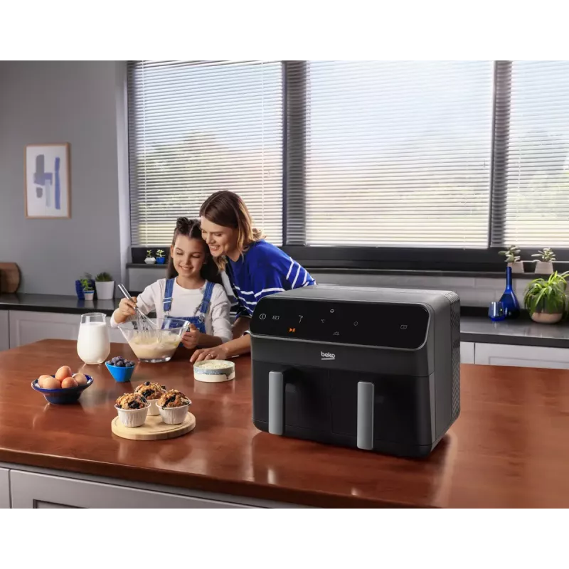 Fritadeira de ar quente Beko FRL5388B ExpertFry, 8,5 L, 2400 W, preto, controlo tátil