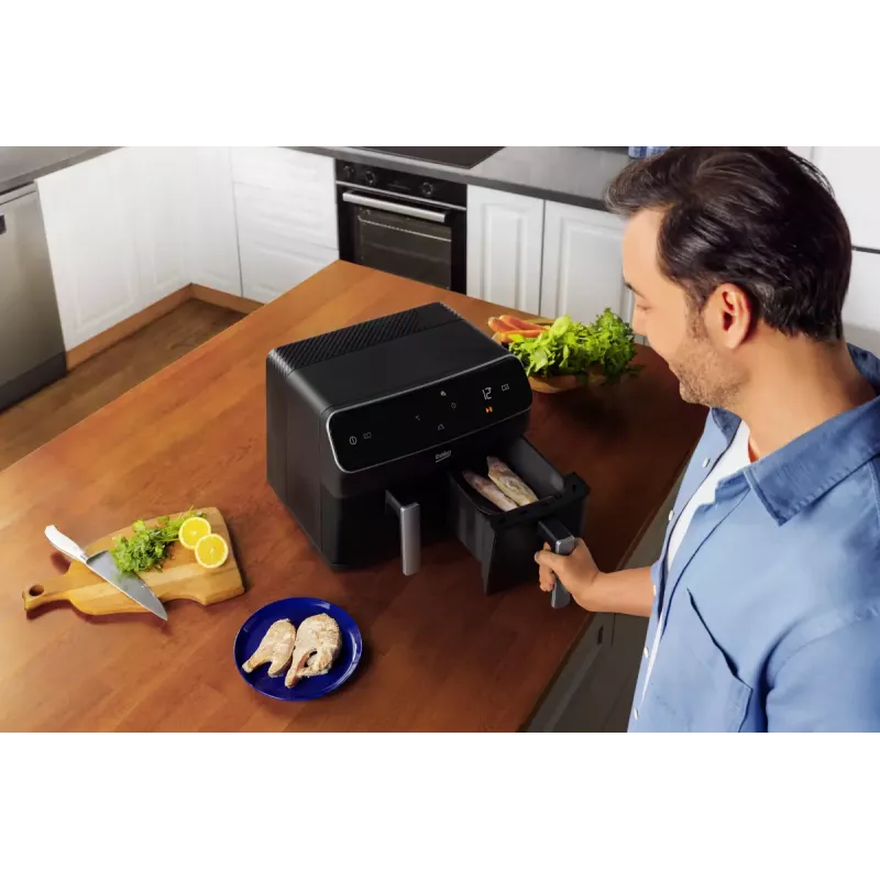 Fritadeira de ar quente Beko FRL5388B ExpertFry, 8,5 L, 2400 W, preto, controlo tátil
