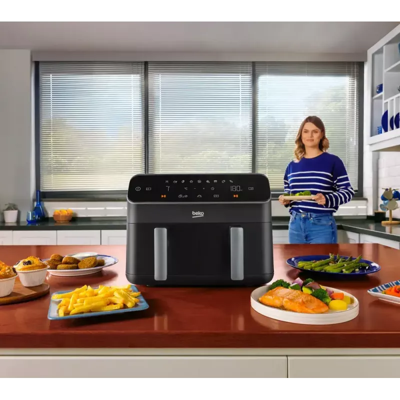 Fritadeira de ar quente Beko FRL5388B ExpertFry, 8,5 L, 2400 W, preto, controlo tátil