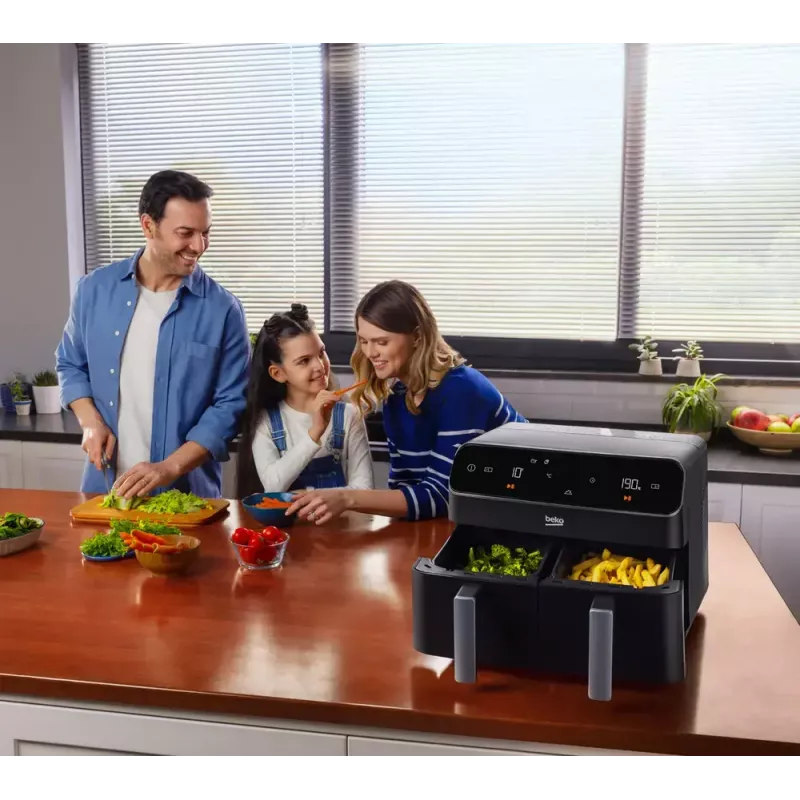 Fritadeira de ar quente Beko FRL5388B ExpertFry, 8,5 L, 2400 W, preto, controlo tátil