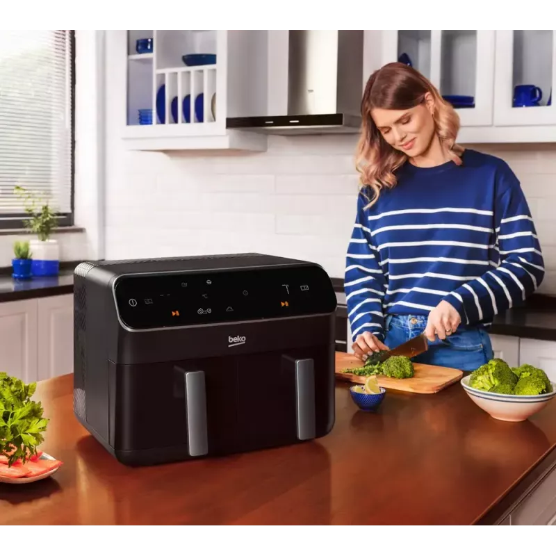 Fritadeira de ar quente Beko FRL5388B ExpertFry, 8,5 L, 2400 W, preto, controlo tátil