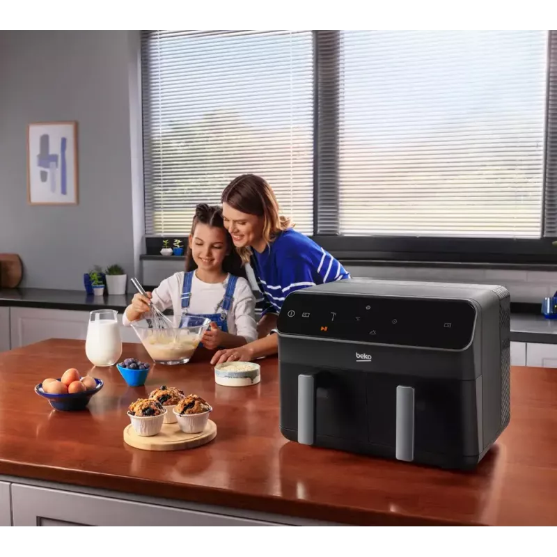 Fritadeira de ar quente Beko FRL5388B ExpertFry, 8,5 L, 2400 W, preto, controlo tátil