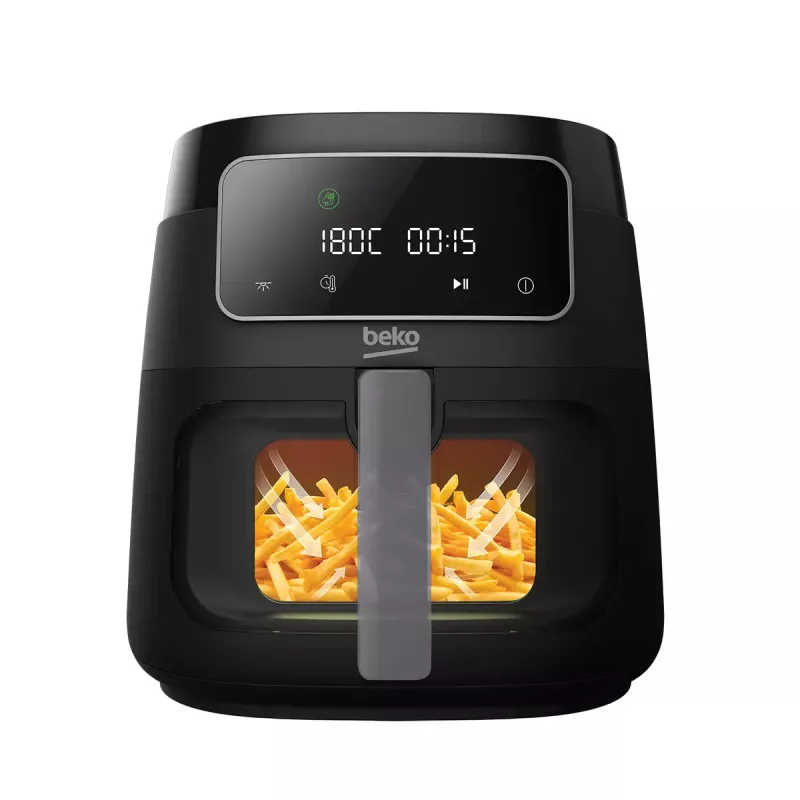 Fritadeira de ar quente BEKO FRL3374B, 7,6 l, 1750 W, preto, controlo tátil, 9 programas, 35–200 °C