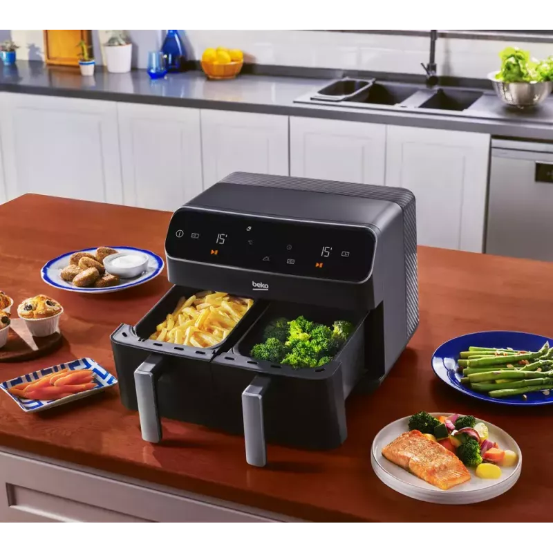 Fritadeira de ar quente BEKO FRL3374B, 7,6 l, 1750 W, preto, controlo tátil, 9 programas, 35–200 °C