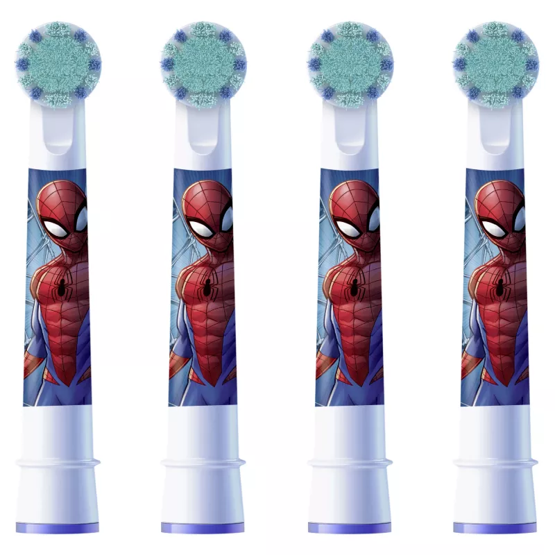 Cabeças de escova de dentes de substituição BRAUN Oral-B Spiderman, pack de 4, compatíveis com escovas Oral-B, modelo 014052