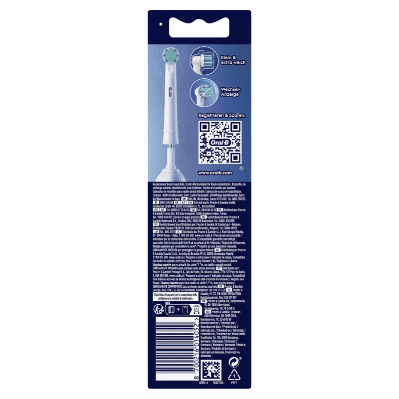 Cabeças de escova de dentes de substituição BRAUN Oral-B Spiderman, pack de 4, compatíveis com escovas Oral-B, modelo 014052