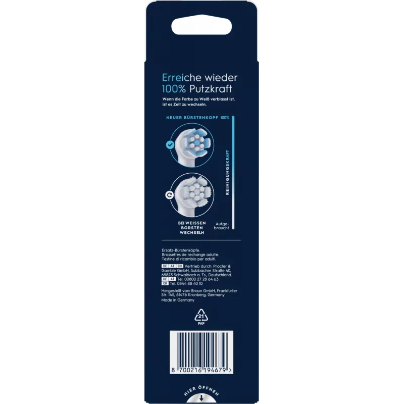 Cabeça de escova de dentes Oral-B, 6 unid., branco