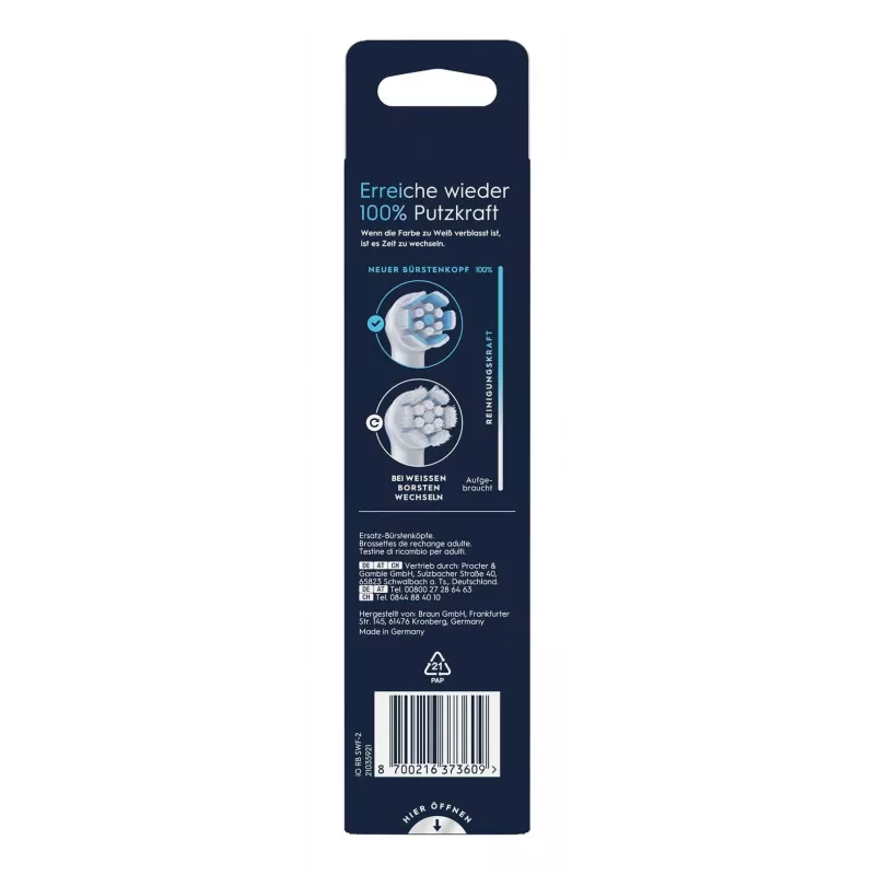 Cabeças de escova para escova de dentes elétrica Oral-B iO Gentle Cleaning, branco, pack de 2