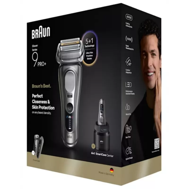 Máquina de barbear de lâmina Braun Series 9 Pro+ 9675cc, cinzento, prateado, aço inoxidável