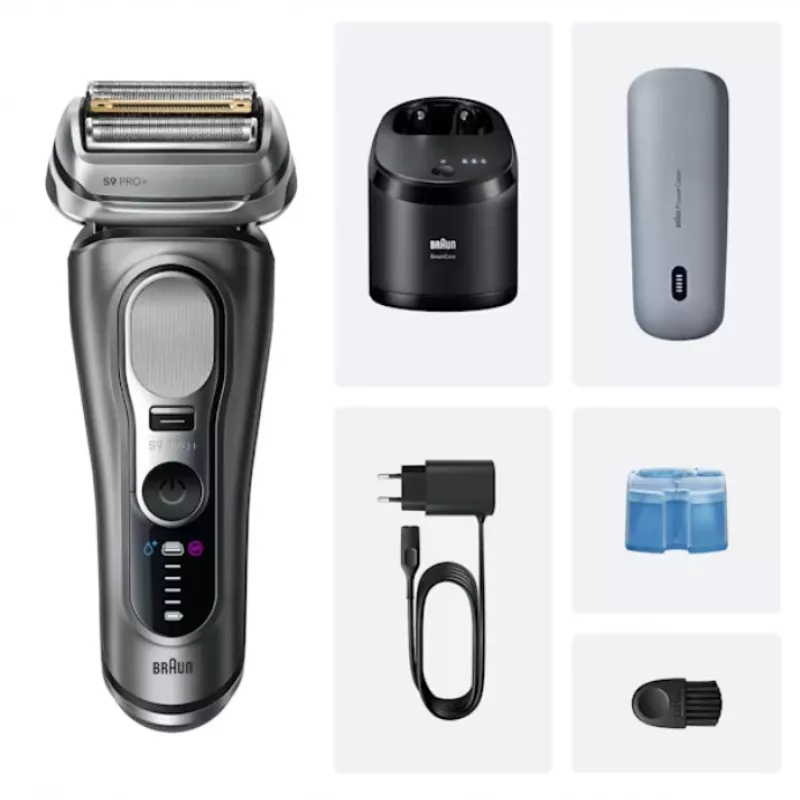 Máquina de barbear de lâmina Braun Series 9 Pro+ 9675cc, cinzento, prateado, aço inoxidável