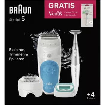 Braun Silk-épil 5 810 + Gillette Venus Trimmer, 28 pinças, azul, branco