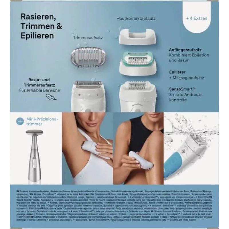 Braun Silk-épil 5 810 + Gillette Venus Trimmer, 28 pinças, azul, branco