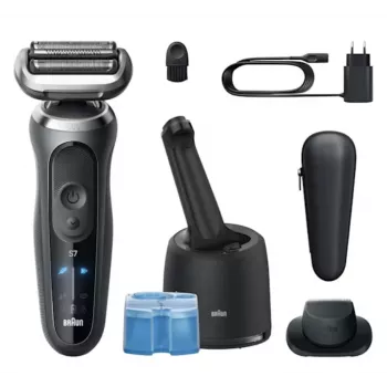 Máquina de barbear de lâmina Braun Series 7 72-C7200CC, preto, aço inoxidável, iões de lítio