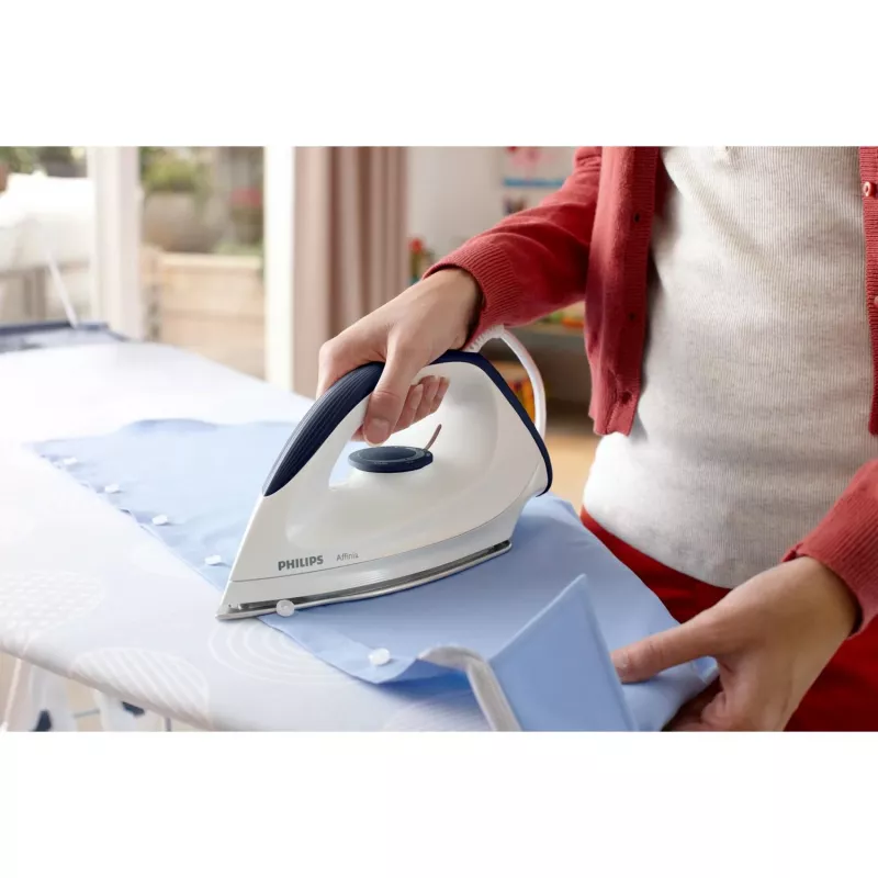 Ferro de engomar a seco Philips GC160/02, ferro de engomar a seco, base DynaGlide, 1,8 m, branco, 1200 W