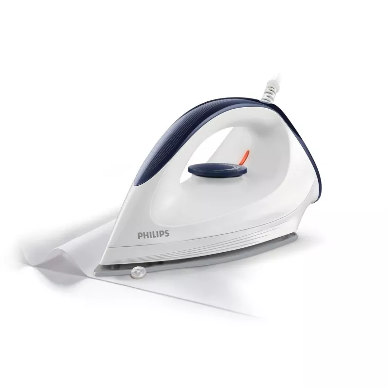 Ferro de engomar a seco Philips GC160/02, ferro de engomar a seco, base DynaGlide, 1,8 m, branco, 1200 W