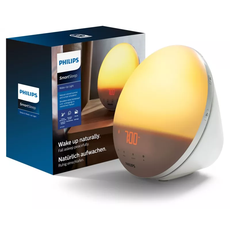 Despertador com luz Philips SmartSleep HF3531/01 — despertador LED com nascer do sol, 300 lx, 7 sons, função soneca de 9 min