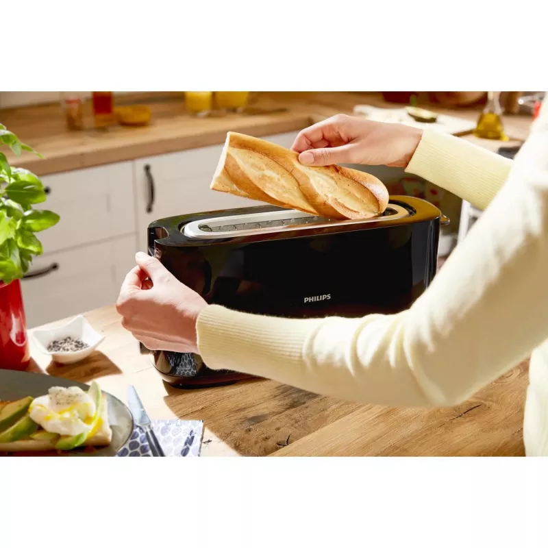 Torradeira Philips Daily Collection HD2590/90 – ranhura longa, preto