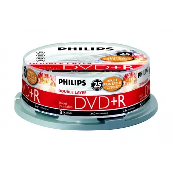DVD+R Philips DR8I2B25F/00, 25 unid., 8,5 GB