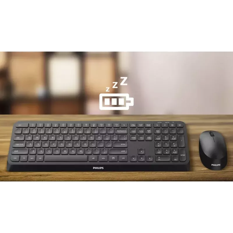 Teclado e rato Philips 3000 series SPT6307B/31 universal RF sem fios QWERTY inglês preto