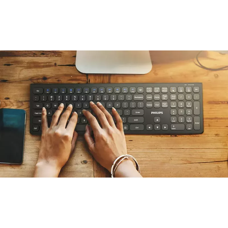 Teclado e rato Philips 3000 series SPT6307B/31 universal RF sem fios QWERTY inglês preto